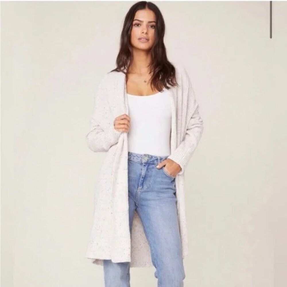 BB Dakota Chill Pill Speckled Open Front Longline Knit Cardigan Sweater Size XS